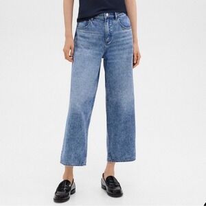 NEW Theory Relaxed Straight Jean 28 100% Cotton Cropped High Waist Designer